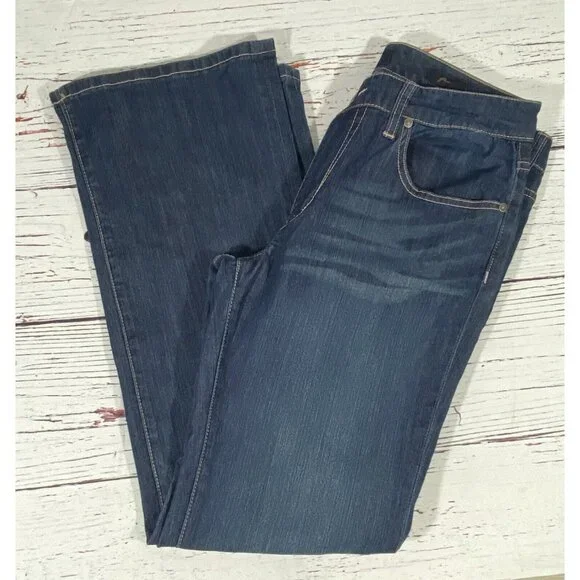 Seven7 Jeans Womens Size 10 Mid Rise Flare Dark Wash Blue Denim Hippie Festival - Picture 4 of 13
